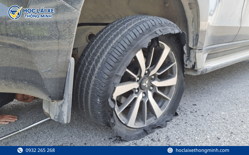 Xe bị nổ lốp khi đang di chuyển